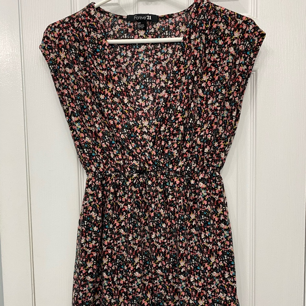 Floral deep v neck long shirt